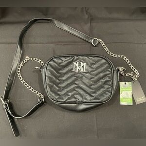 Badgley Mischka Black Quilted Crossbody Bag with Chevron Design- New with Tags!